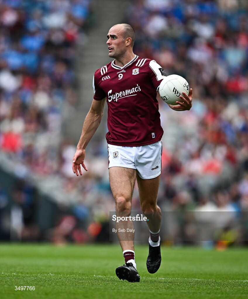 28 June 2026; John Maher of Galway during the GAA Football All-Ireland Senior Championship quarter-final match between Dublin and Galway at Croke Park in Dublin. Photo by Seb Daly/Sportsfile
