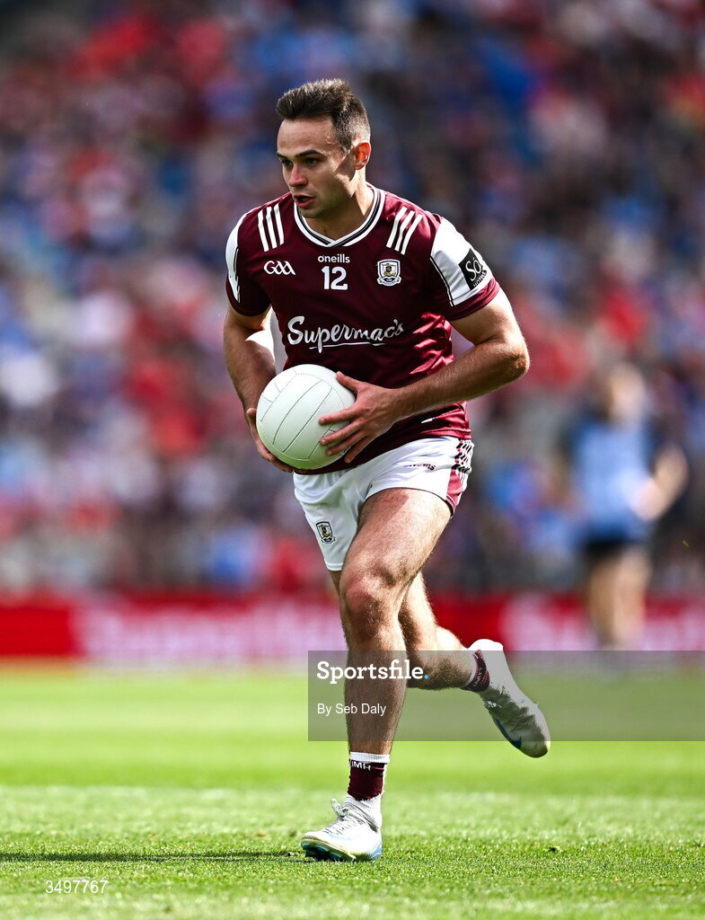 28 June 2026; Cillian McDaid of Galway during the GAA Football All-Ireland Senior Championship quarter-final match between Dublin and Galway at Croke Park in Dublin. Photo by Seb Daly/Sportsfile