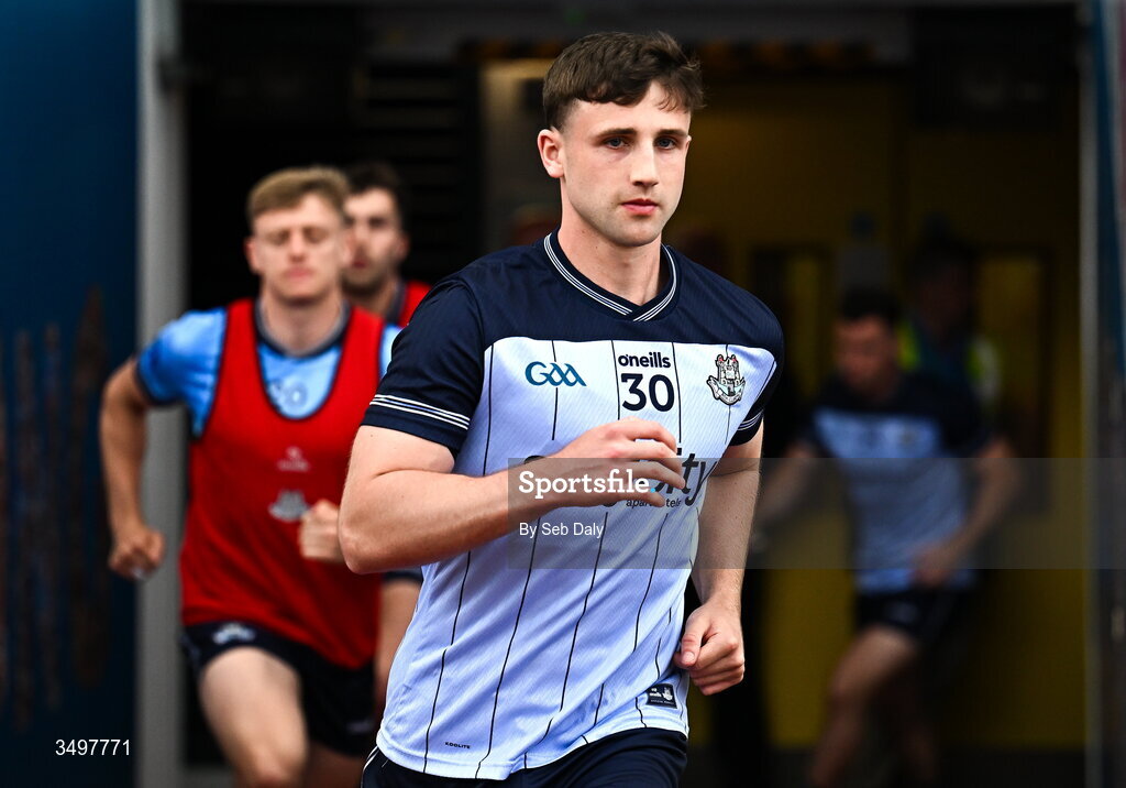 28 June 2026; Luke Breathnach of Dublin before the GAA Football All-Ireland Senior Championship quarter-final match between Dublin and Galway at Croke Park in Dublin. Photo by Seb Daly/Sportsfile