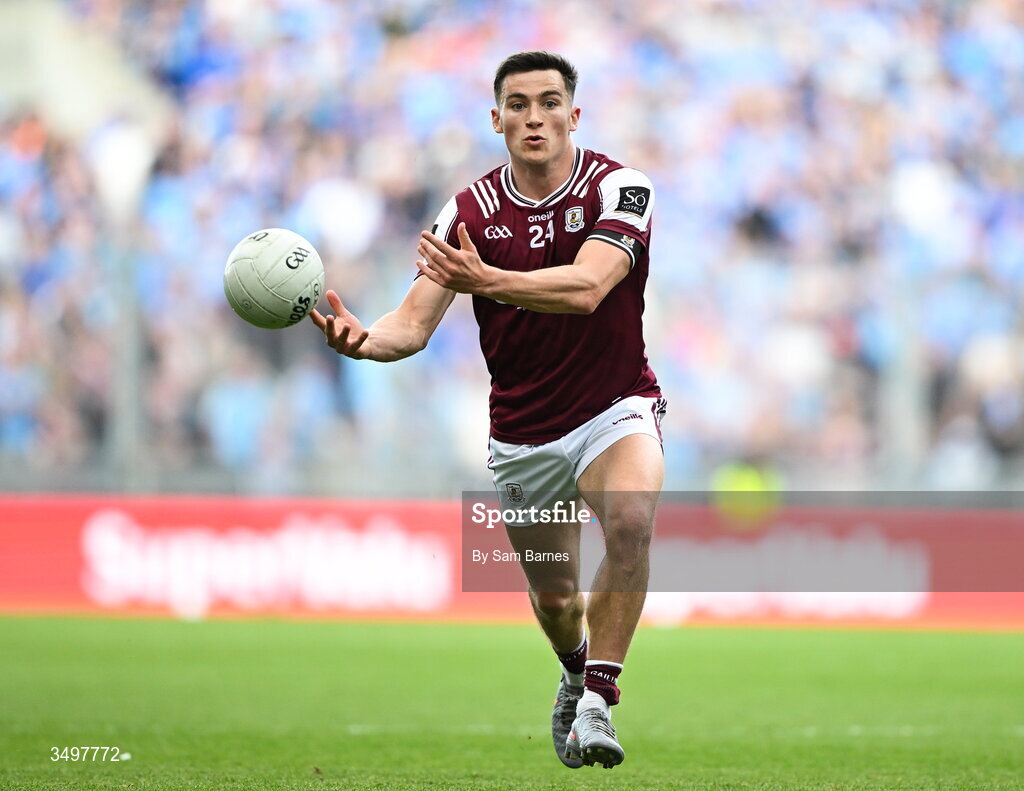 28 June 2026; Finnian Ó Laoi of Galway during the GAA Football All-Ireland Senior Championship quarter-final match between Dublin and Galway at Croke Park in Dublin. Photo by Sam Barnes/Sportsfile
