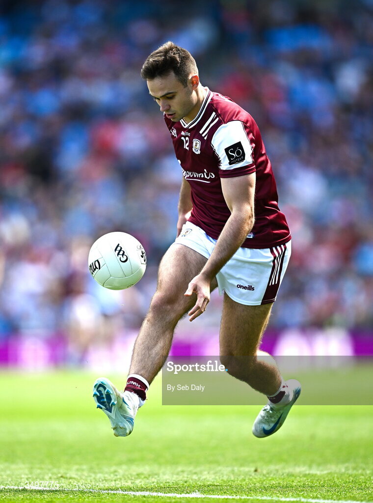 28 June 2026; Cillian McDaid of Galway during the GAA Football All-Ireland Senior Championship quarter-final match between Dublin and Galway at Croke Park in Dublin. Photo by Seb Daly/Sportsfile