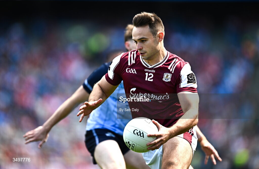 28 June 2026; Cillian McDaid of Galway during the GAA Football All-Ireland Senior Championship quarter-final match between Dublin and Galway at Croke Park in Dublin. Photo by Seb Daly/Sportsfile