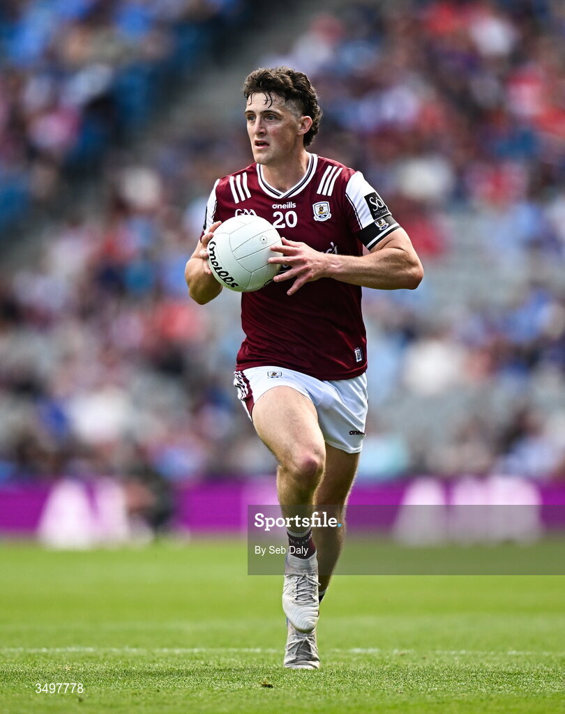 28 June 2026; Kieran Molloy of Galway during the GAA Football All-Ireland Senior Championship quarter-final match between Dublin and Galway at Croke Park in Dublin. Photo by Seb Daly/Sportsfile