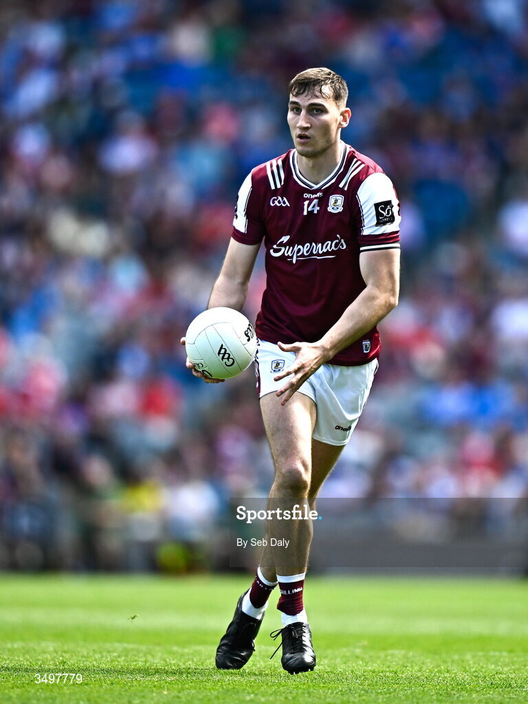 28 June 2026; Matthew Tierney of Galway during the GAA Football All-Ireland Senior Championship quarter-final match between Dublin and Galway at Croke Park in Dublin. Photo by Seb Daly/Sportsfile