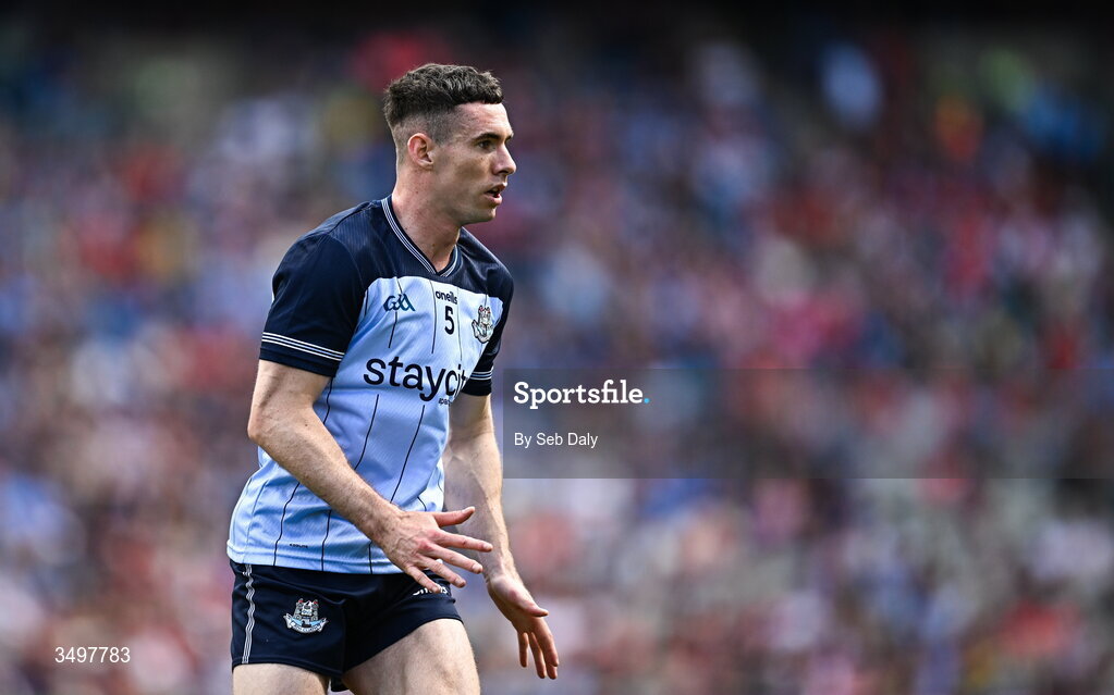 28 June 2026; Lee Gannon of Dublin during the GAA Football All-Ireland Senior Championship quarter-final match between Dublin and Galway at Croke Park in Dublin. Photo by Seb Daly/Sportsfile