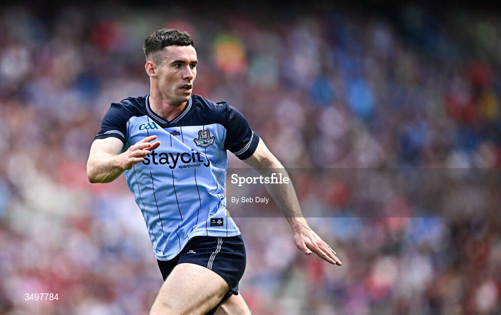 28 June 2026; Lee Gannon of Dublin during the GAA Football All-Ireland Senior Championship quarter-final match between Dublin and Galway at Croke Park in Dublin. Photo by Seb Daly/Sportsfile
