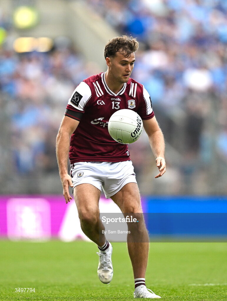 28 June 2026; Robert Finnerty of Galway during the GAA Football All-Ireland Senior Championship quarter-final match between Dublin and Galway at Croke Park in Dublin. Photo by Sam Barnes/Sportsfile