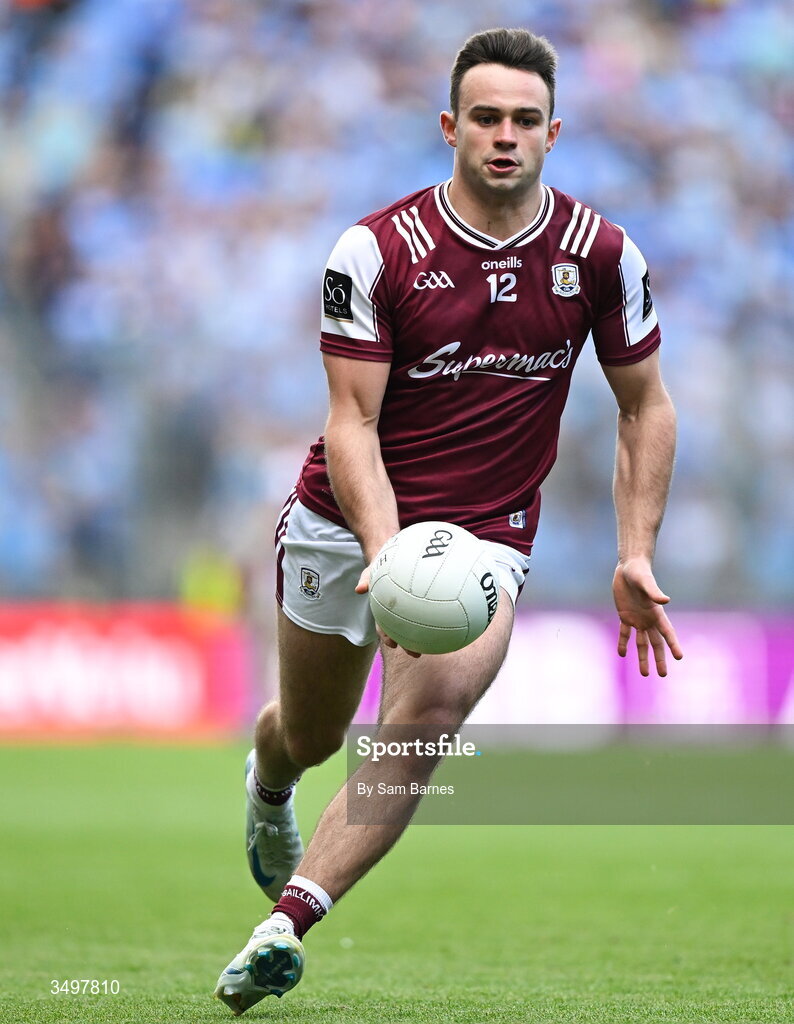 28 June 2026; Cillian McDaid of Galway during the GAA Football All-Ireland Senior Championship quarter-final match between Dublin and Galway at Croke Park in Dublin. Photo by Sam Barnes/Sportsfile