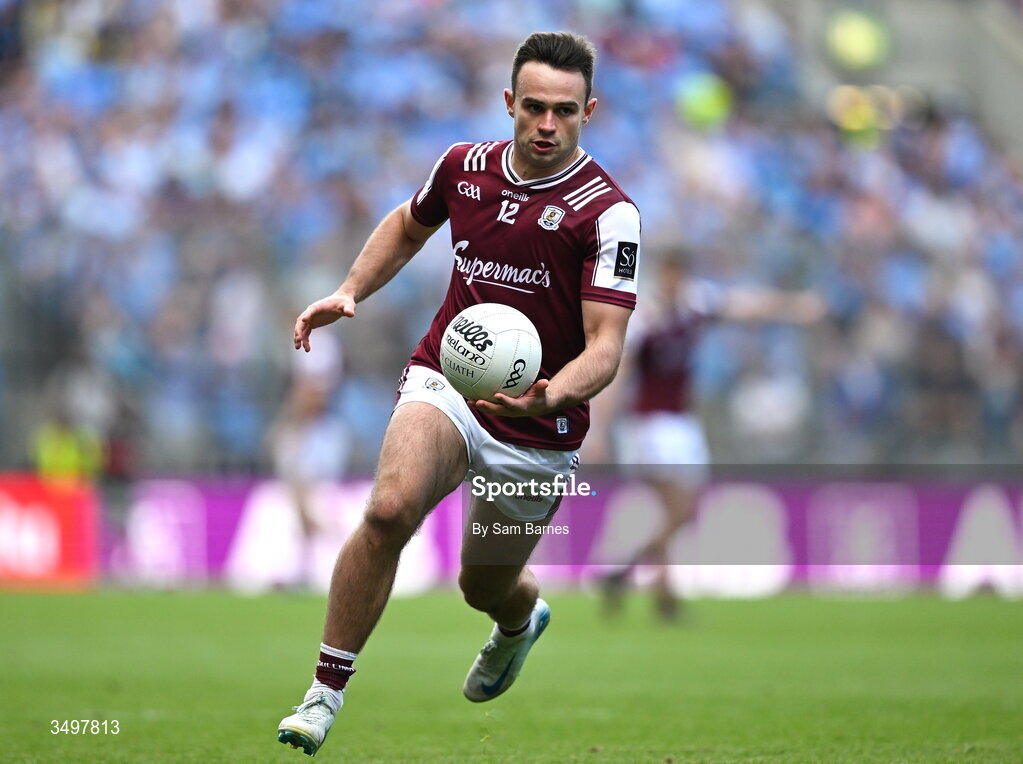28 June 2026; Cillian McDaid of Galway during the GAA Football All-Ireland Senior Championship quarter-final match between Dublin and Galway at Croke Park in Dublin. Photo by Sam Barnes/Sportsfile