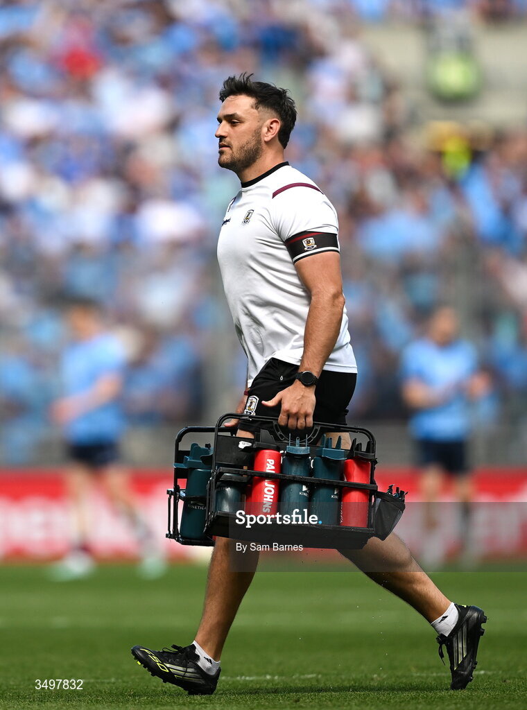 28 June 2026; Galway strength and conditioning coach Cian Breathnach McGinn before the GAA Football All-Ireland Senior Championship quarter-final match between Dublin and Galway at Croke Park in Dublin. Photo by Sam Barnes/Sportsfile