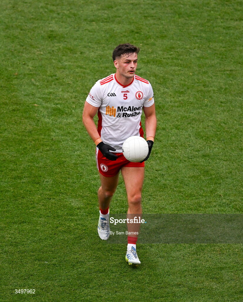 27 June 2026; Michael McKernan of Tyrone during the GAA Football All-Ireland Senior Championship quarter-final match between Kerry and Tyrone at Croke Park in Dublin. Photo by Sam Barnes/Sportsfile