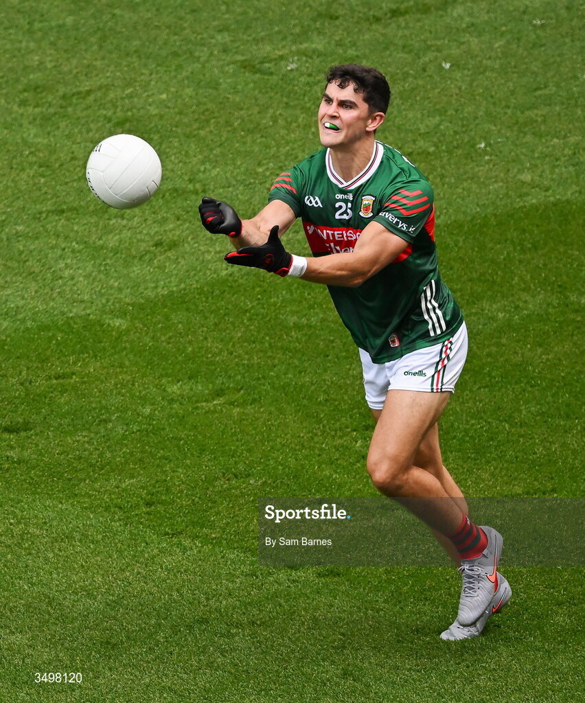 27 June 2026; Tommy Conroy of Mayo during the GAA Football All-Ireland Senior Championship quarter-final match between Cork and Mayo at Croke Park in Dublin. Photo by Sam Barnes/Sportsfile
