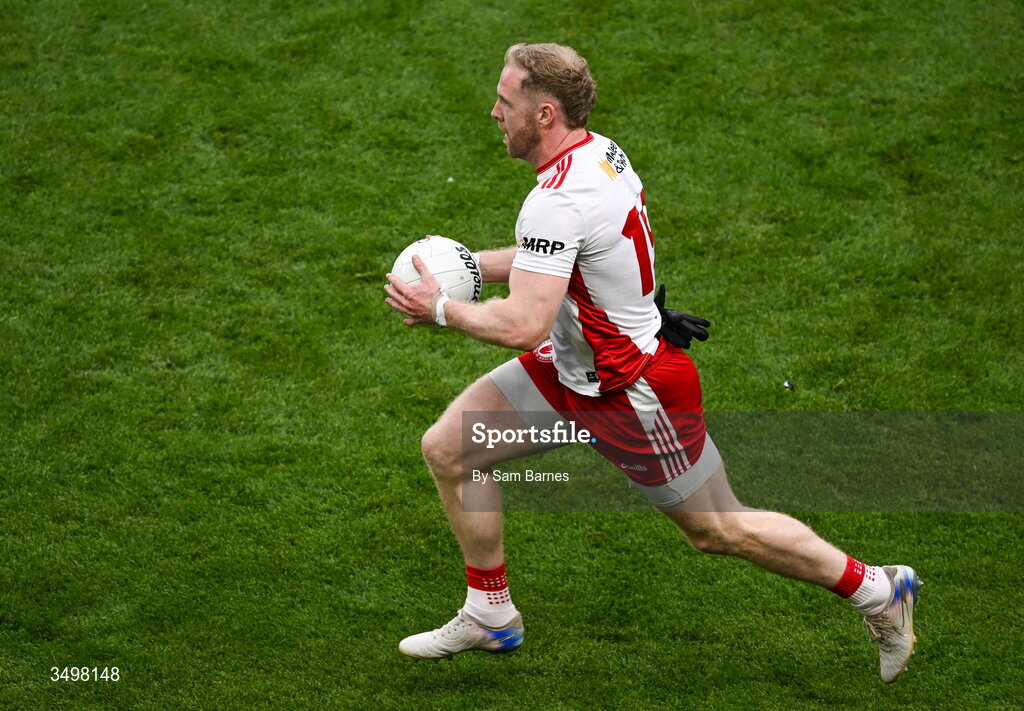 27 June 2026; Frank Burns of Tyrone during the GAA Football All-Ireland Senior Championship quarter-final match between Kerry and Tyrone at Croke Park in Dublin. Photo by Sam Barnes/Sportsfile