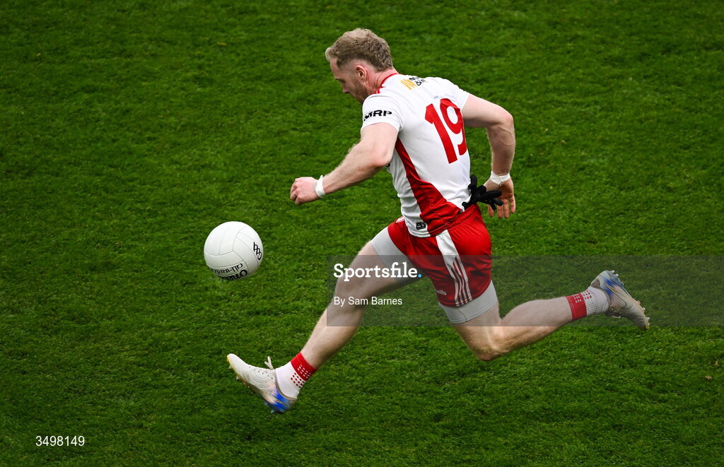 27 June 2026; Frank Burns of Tyrone during the GAA Football All-Ireland Senior Championship quarter-final match between Kerry and Tyrone at Croke Park in Dublin. Photo by Sam Barnes/Sportsfile