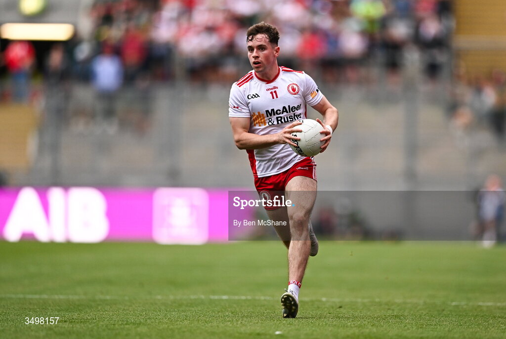 27 June 2026; Ronan Cassidy of Tyrone during the GAA Football All-Ireland Senior Championship quarter-final match between Kerry and Tyrone at Croke Park in Dublin. Photo by Ben McShane/Sportsfile