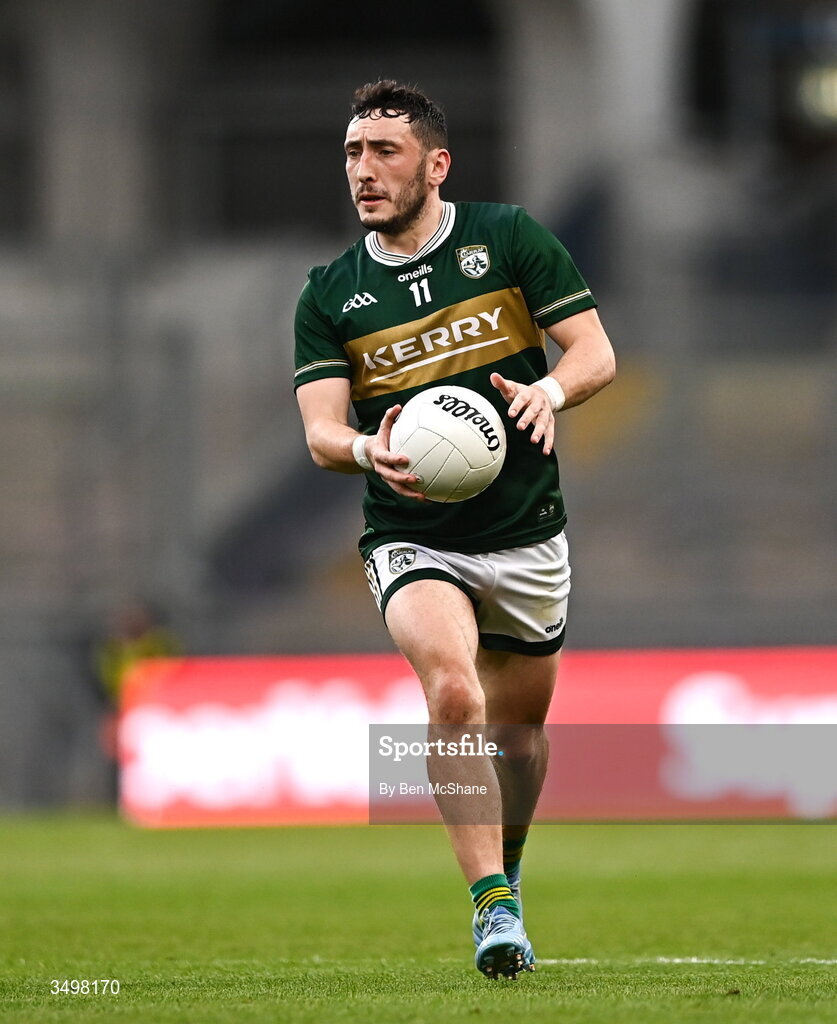 27 June 2026; Paudie Clifford of Kerry during the GAA Football All-Ireland Senior Championship quarter-final match between Kerry and Tyrone at Croke Park in Dublin. Photo by Ben McShane/Sportsfile