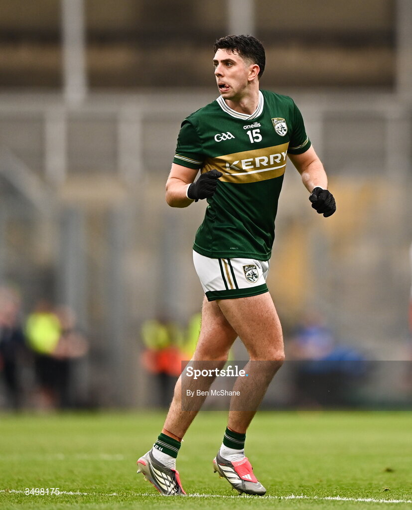 27 June 2026; Dylan Geaney of Kerry during the GAA Football All-Ireland Senior Championship quarter-final match between Kerry and Tyrone at Croke Park in Dublin. Photo by Ben McShane/Sportsfile
