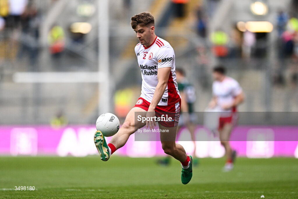 27 June 2026; Cormac Quinn of Tyrone during the GAA Football All-Ireland Senior Championship quarter-final match between Kerry and Tyrone at Croke Park in Dublin. Photo by Ben McShane/Sportsfile