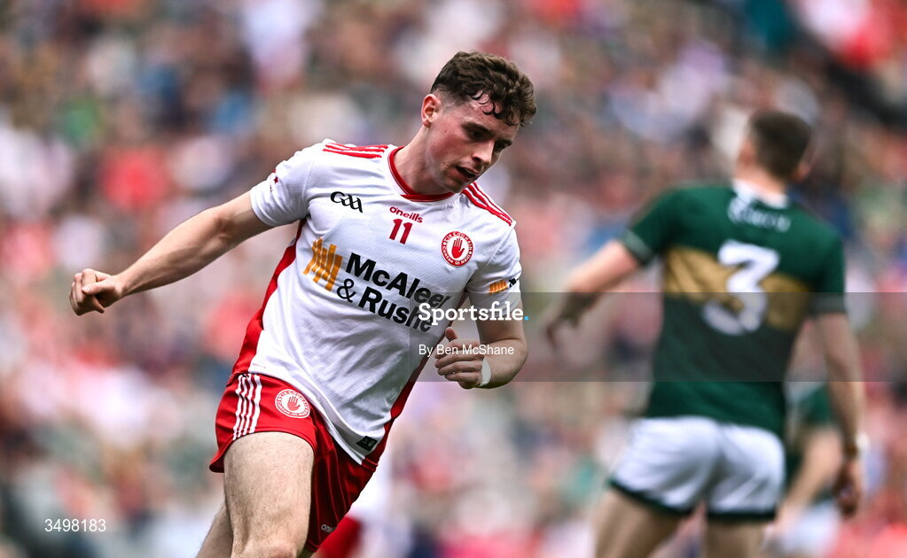 27 June 2026; Ronan Cassidy of Tyrone during the GAA Football All-Ireland Senior Championship quarter-final match between Kerry and Tyrone at Croke Park in Dublin. Photo by Ben McShane/Sportsfile