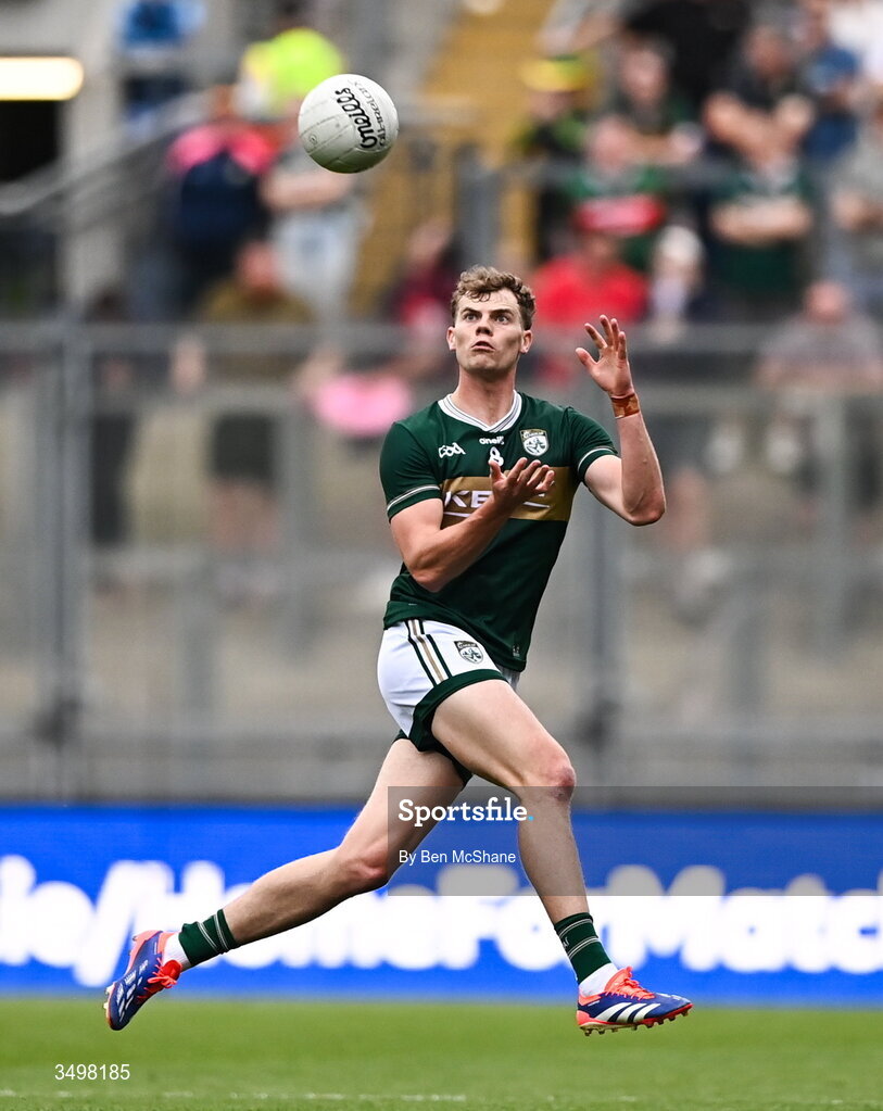 27 June 2026; Mark O'Shea of Kerry during the GAA Football All-Ireland Senior Championship quarter-final match between Kerry and Tyrone at Croke Park in Dublin. Photo by Ben McShane/Sportsfile