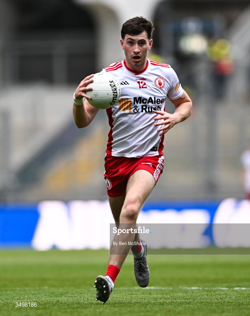 27 June 2026; Ciaran Daly of Tyrone during the GAA Football All-Ireland Senior Championship quarter-final match between Kerry and Tyrone at Croke Park in Dublin. Photo by Ben McShane/Sportsfile