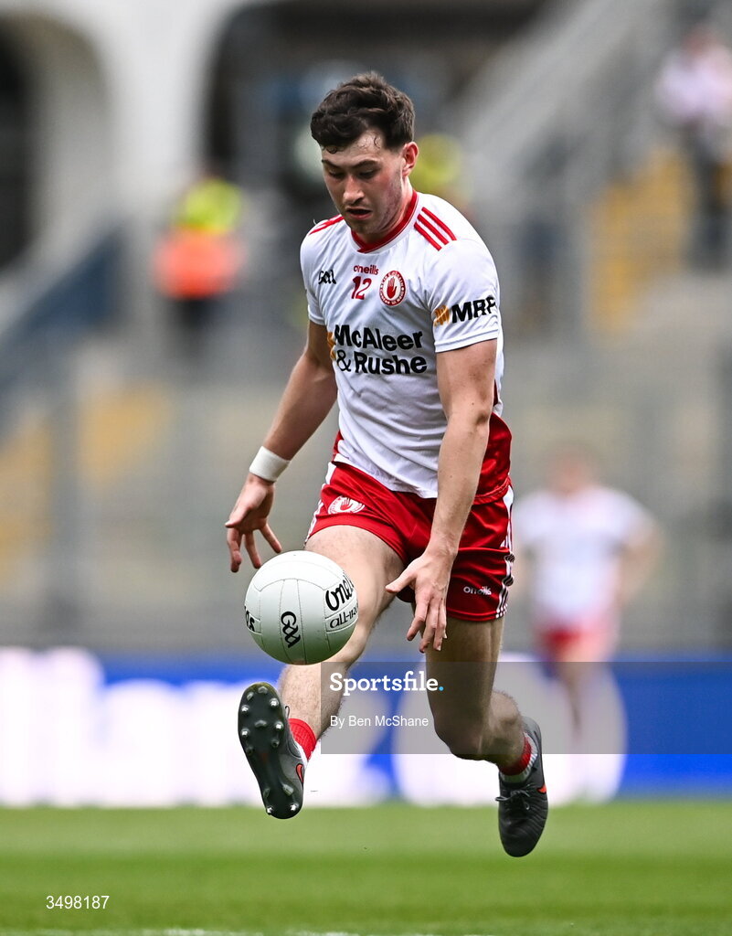 27 June 2026; Ciaran Daly of Tyrone during the GAA Football All-Ireland Senior Championship quarter-final match between Kerry and Tyrone at Croke Park in Dublin. Photo by Ben McShane/Sportsfile
