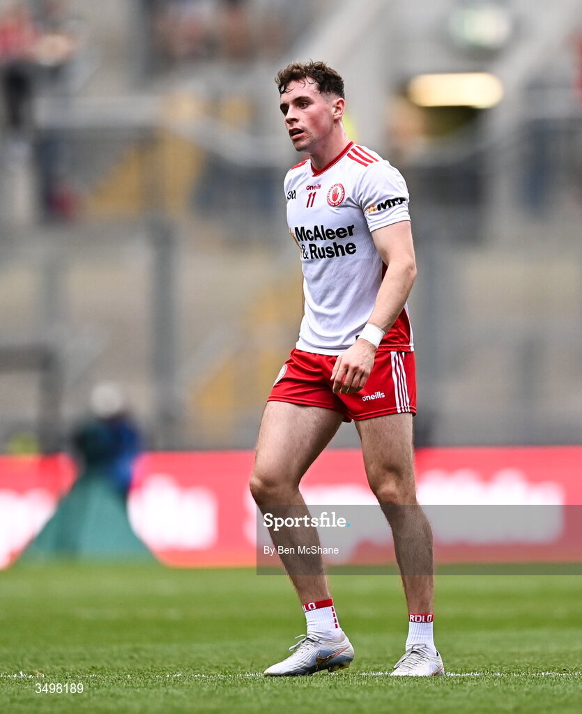 27 June 2026; Ronan Cassidy of Tyrone during the GAA Football All-Ireland Senior Championship quarter-final match between Kerry and Tyrone at Croke Park in Dublin. Photo by Ben McShane/Sportsfile