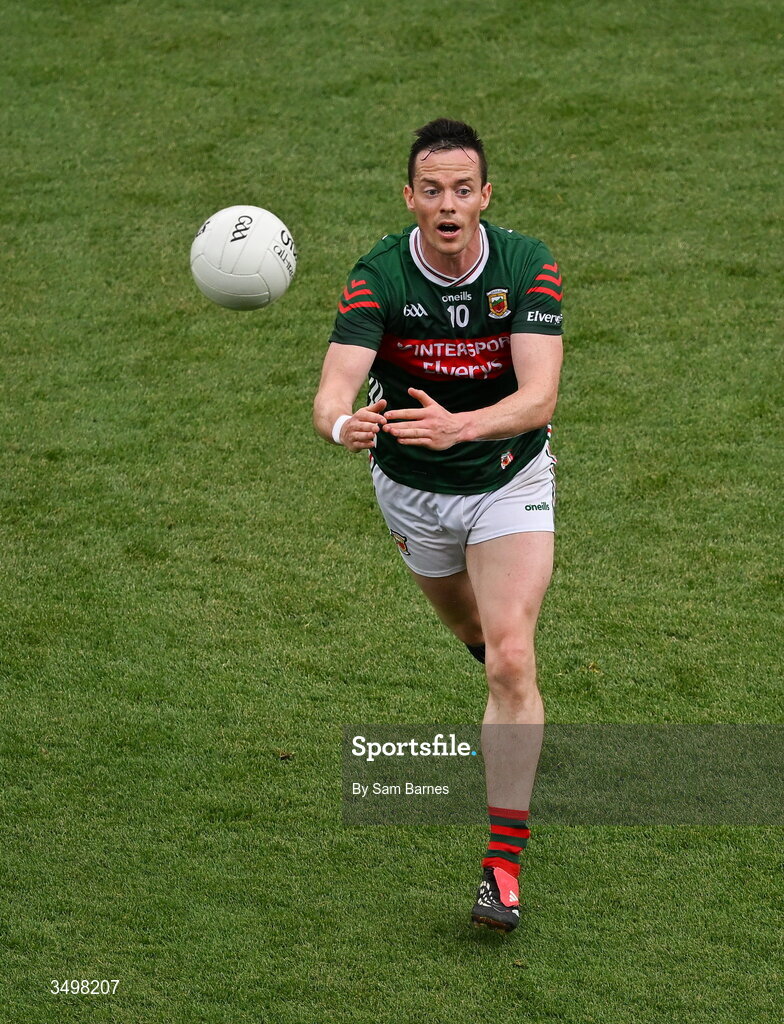 27 June 2026; Stephen Coen of Mayo during the GAA Football All-Ireland Senior Championship quarter-final match between Cork and Mayo at Croke Park in Dublin. Photo by Sam Barnes/Sportsfile