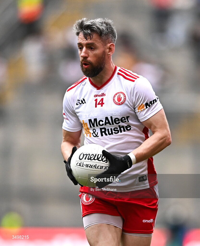 27 June 2026; Mattie Donnelly of Tyrone during the GAA Football All-Ireland Senior Championship quarter-final match between Kerry and Tyrone at Croke Park in Dublin. Photo by Ben McShane/Sportsfile
