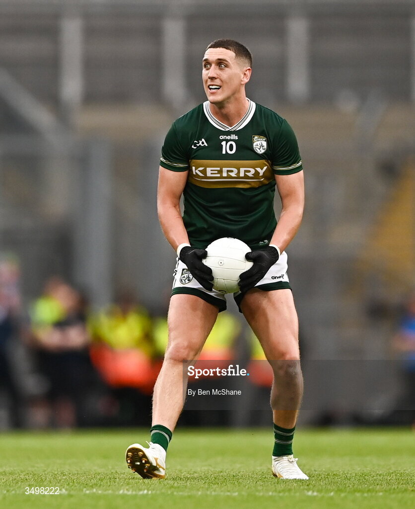 27 June 2026; Joe O'Connor of Kerry during the GAA Football All-Ireland Senior Championship quarter-final match between Kerry and Tyrone at Croke Park in Dublin. Photo by Ben McShane/Sportsfile