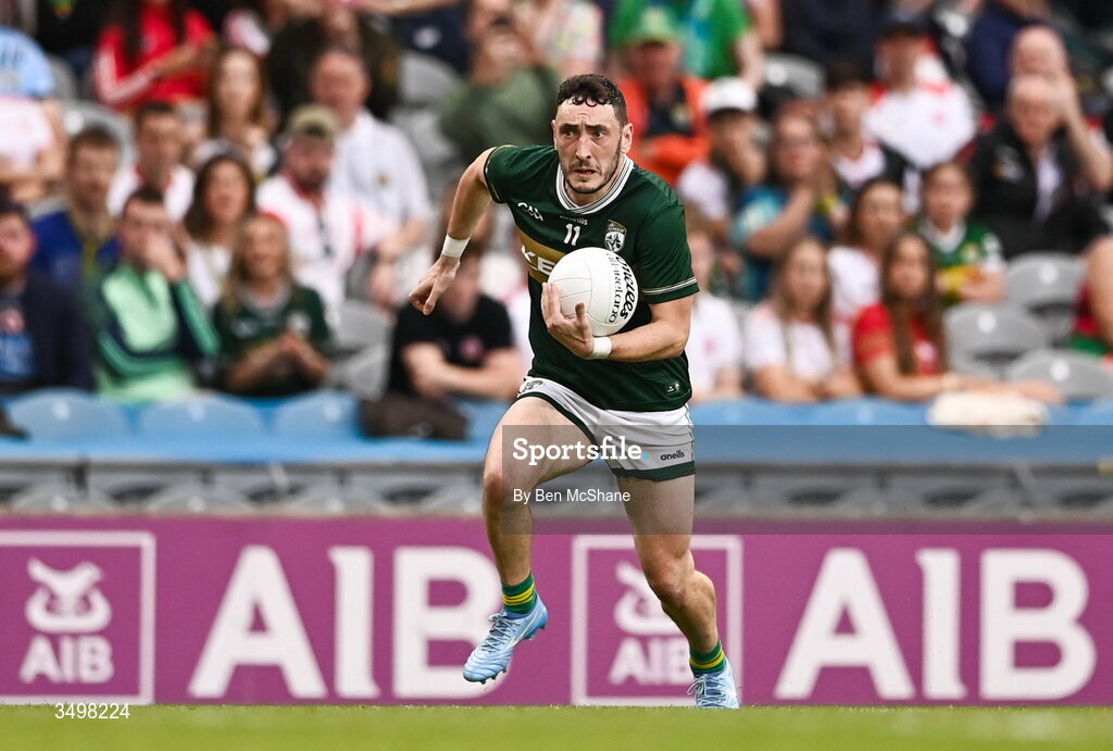 27 June 2026; Paudie Clifford of Kerry during the GAA Football All-Ireland Senior Championship quarter-final match between Kerry and Tyrone at Croke Park in Dublin. Photo by Ben McShane/Sportsfile