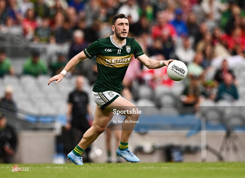 27 June 2026; Paudie Clifford of Kerry during the GAA Football All-Ireland Senior Championship quarter-final match between Kerry and Tyrone at Croke Park in Dublin. Photo by Ben McShane/Sportsfile