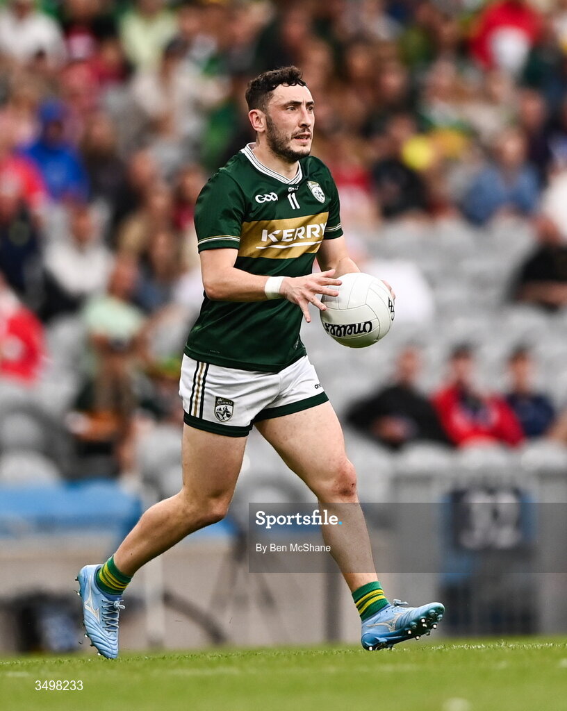 27 June 2026; Paudie Clifford of Kerry during the GAA Football All-Ireland Senior Championship quarter-final match between Kerry and Tyrone at Croke Park in Dublin. Photo by Ben McShane/Sportsfile