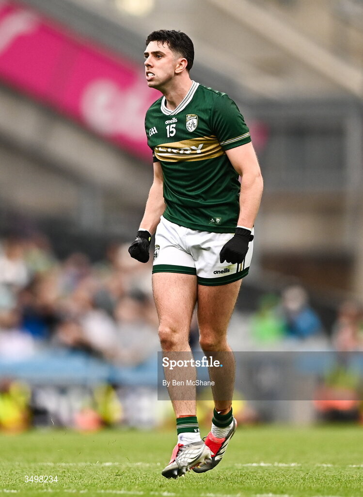 27 June 2026; Dylan Geaney of Kerry during the GAA Football All-Ireland Senior Championship quarter-final match between Kerry and Tyrone at Croke Park in Dublin. Photo by Ben McShane/Sportsfile
