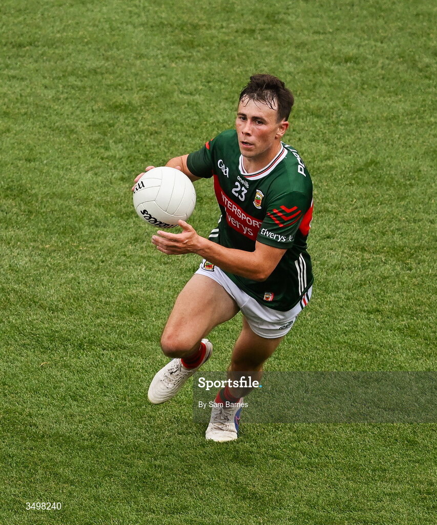 27 June 2026; Paul Towey of Mayo during the GAA Football All-Ireland Senior Championship quarter-final match between Cork and Mayo at Croke Park in Dublin. Photo by Sam Barnes/Sportsfile