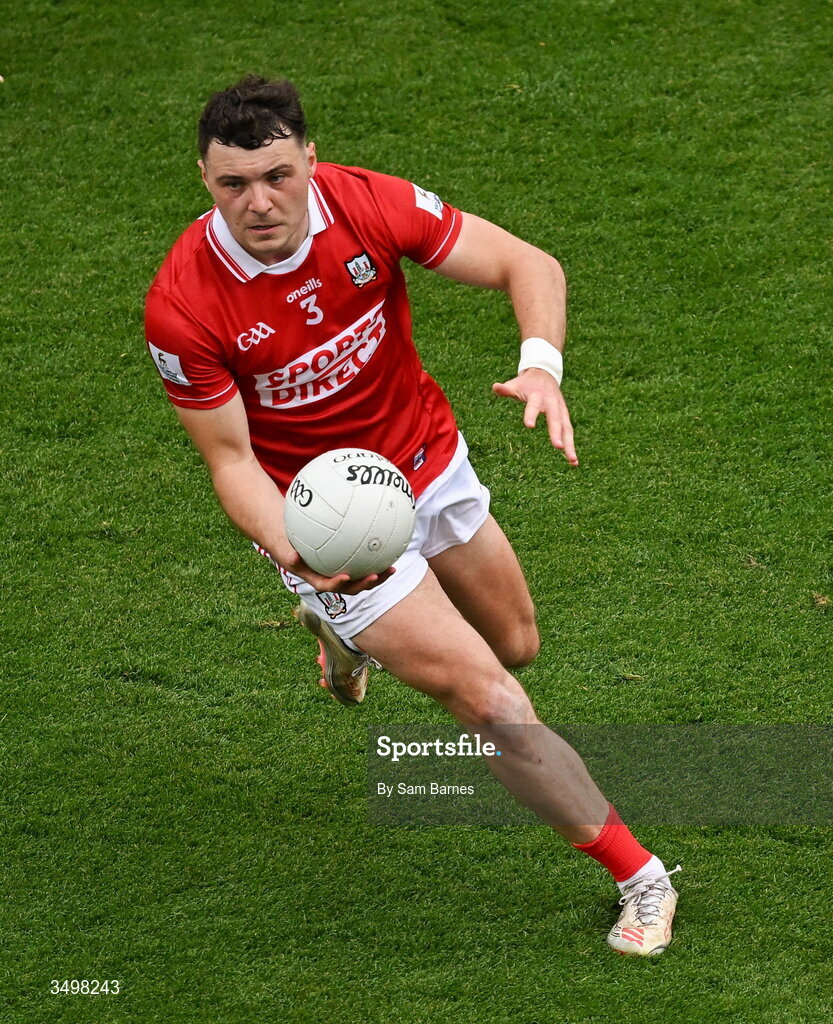 27 June 2026; Daniel O'Mahony of Cork during the GAA Football All-Ireland Senior Championship quarter-final match between Cork and Mayo at Croke Park in Dublin. Photo by Sam Barnes/Sportsfile
