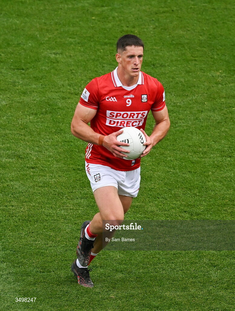 27 June 2026; Colm O'Callaghan of Cork during the GAA Football All-Ireland Senior Championship quarter-final match between Cork and Mayo at Croke Park in Dublin. Photo by Sam Barnes/Sportsfile