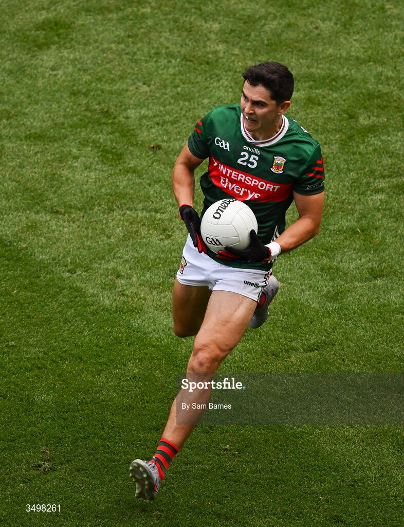 27 June 2026; Tommy Conroy of Mayo during the GAA Football All-Ireland Senior Championship quarter-final match between Cork and Mayo at Croke Park in Dublin. Photo by Sam Barnes/Sportsfile