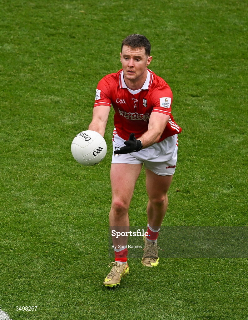 27 June 2026; Maurice Shanley of Cork during the GAA Football All-Ireland Senior Championship quarter-final match between Cork and Mayo at Croke Park in Dublin. Photo by Sam Barnes/Sportsfile