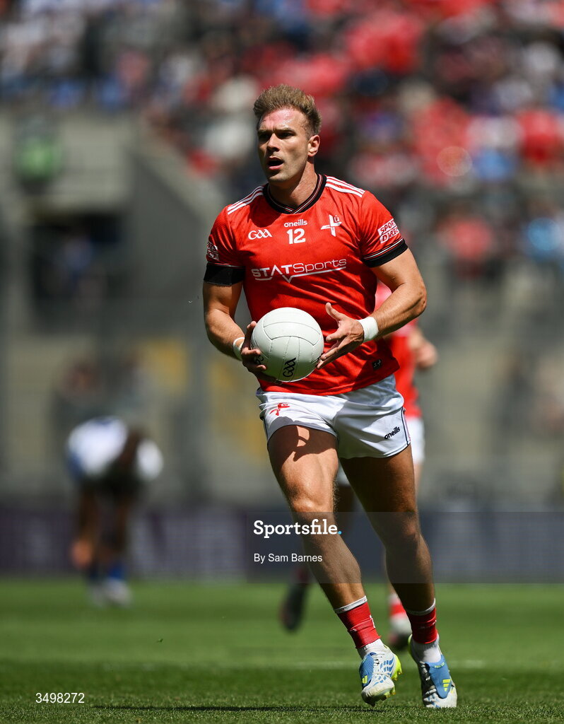 28 June 2026; Conor Grimes of Louth during the GAA Football All-Ireland Senior Championship quarter-final match between Louth and Monaghan at Croke Park in Dublin. Photo by Sam Barnes/Sportsfile