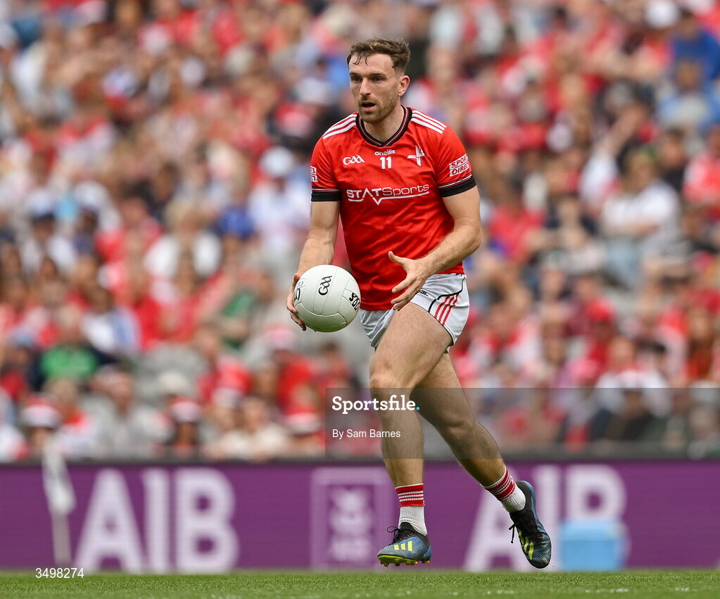 28 June 2026; Sam Mulroy of Louth during the GAA Football All-Ireland Senior Championship quarter-final match between Louth and Monaghan at Croke Park in Dublin. Photo by Sam Barnes/Sportsfile