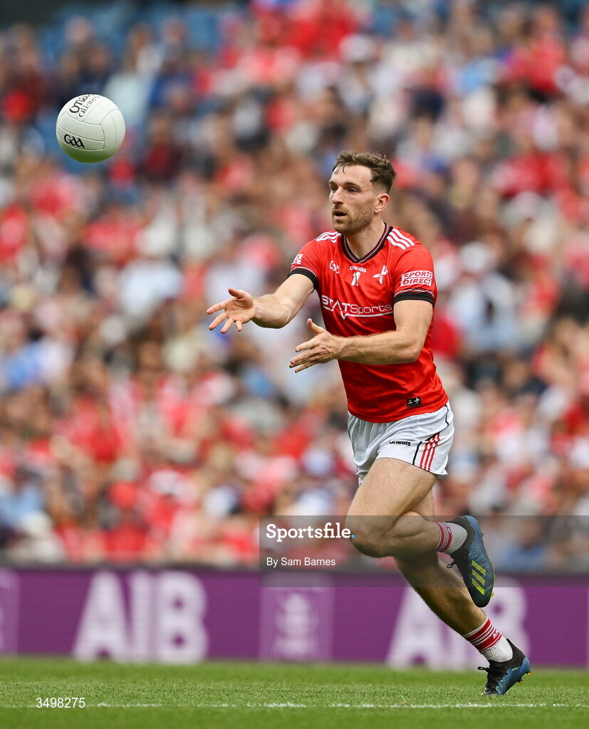 28 June 2026; Sam Mulroy of Louth during the GAA Football All-Ireland Senior Championship quarter-final match between Louth and Monaghan at Croke Park in Dublin. Photo by Sam Barnes/Sportsfile