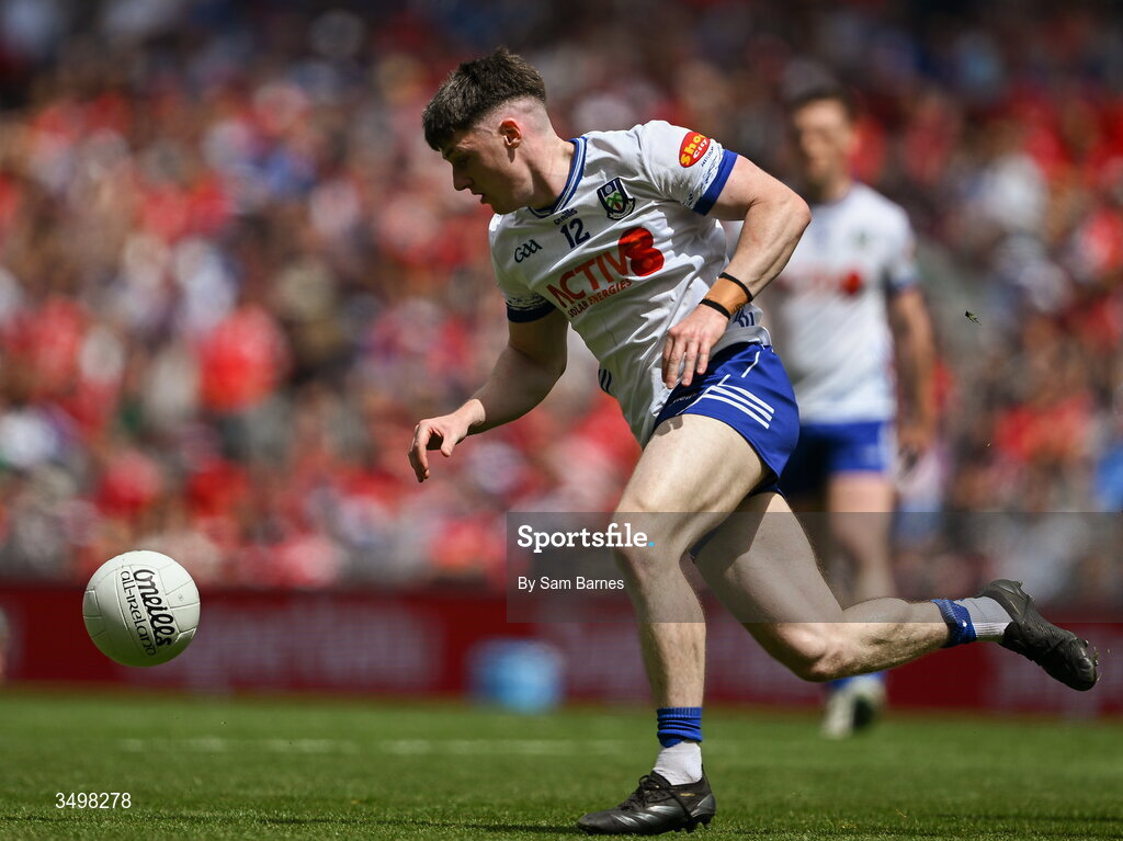 28 June 2026; Stephen O'Hanlon of Monaghan during the GAA Football All-Ireland Senior Championship quarter-final match between Louth and Monaghan at Croke Park in Dublin. Photo by Sam Barnes/Sportsfile