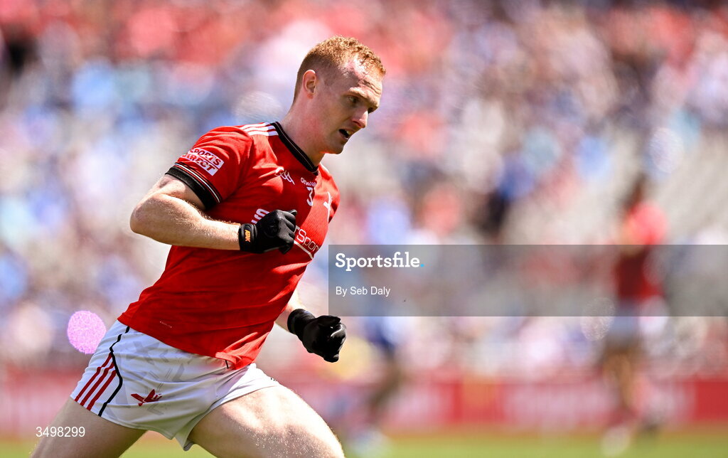 28 June 2026; Donal McKenny of Louth during the GAA Football All-Ireland Senior Championship quarter-final match between Louth and Monaghan at Croke Park in Dublin. Photo by Seb Daly/Sportsfile