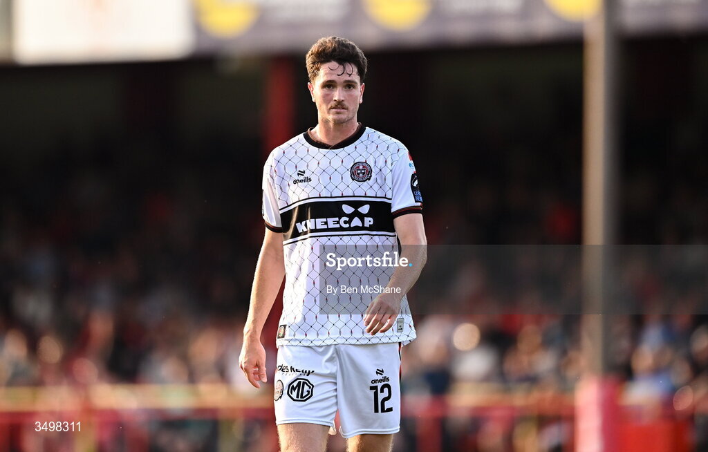 22 June 2026; Patrick Hickey of Bohemians during the SSE Airtricity Men’s Premier Division match between Shelbourne and Bohemians at Tolka Park in Dublin. Photo by Ben McShane/Sportsfile