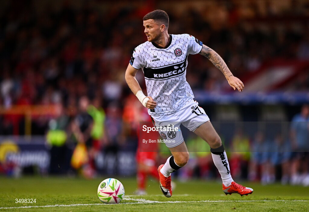 22 June 2026; Adam McDonnell of Bohemians during the SSE Airtricity Men’s Premier Division match between Shelbourne and Bohemians at Tolka Park in Dublin. Photo by Ben McShane/Sportsfile