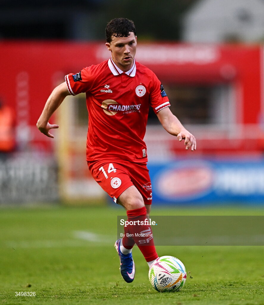 22 June 2026; Ali Coote of Shelbourne during the SSE Airtricity Men’s Premier Division match between Shelbourne and Bohemians at Tolka Park in Dublin. Photo by Ben McShane/Sportsfile