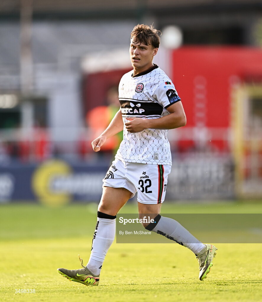 22 June 2026; Markuss Strods of Bohemians during the SSE Airtricity Men’s Premier Division match between Shelbourne and Bohemians at Tolka Park in Dublin. Photo by Ben McShane/Sportsfile