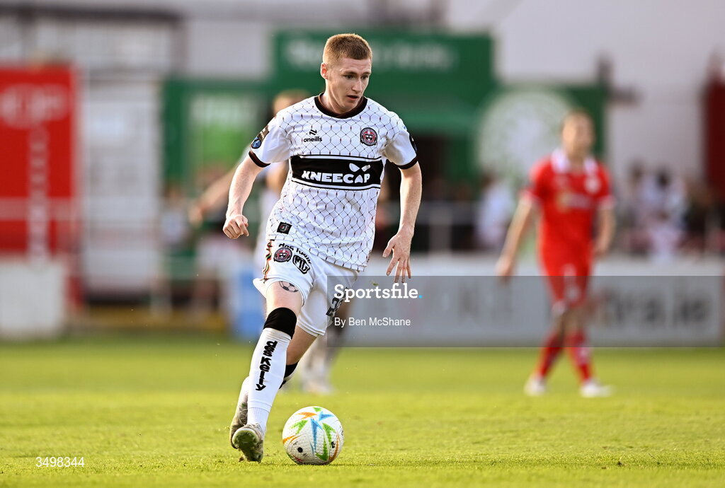 22 June 2026; Ross Tierney of Bohemians during the SSE Airtricity Men’s Premier Division match between Shelbourne and Bohemians at Tolka Park in Dublin. Photo by Ben McShane/Sportsfile