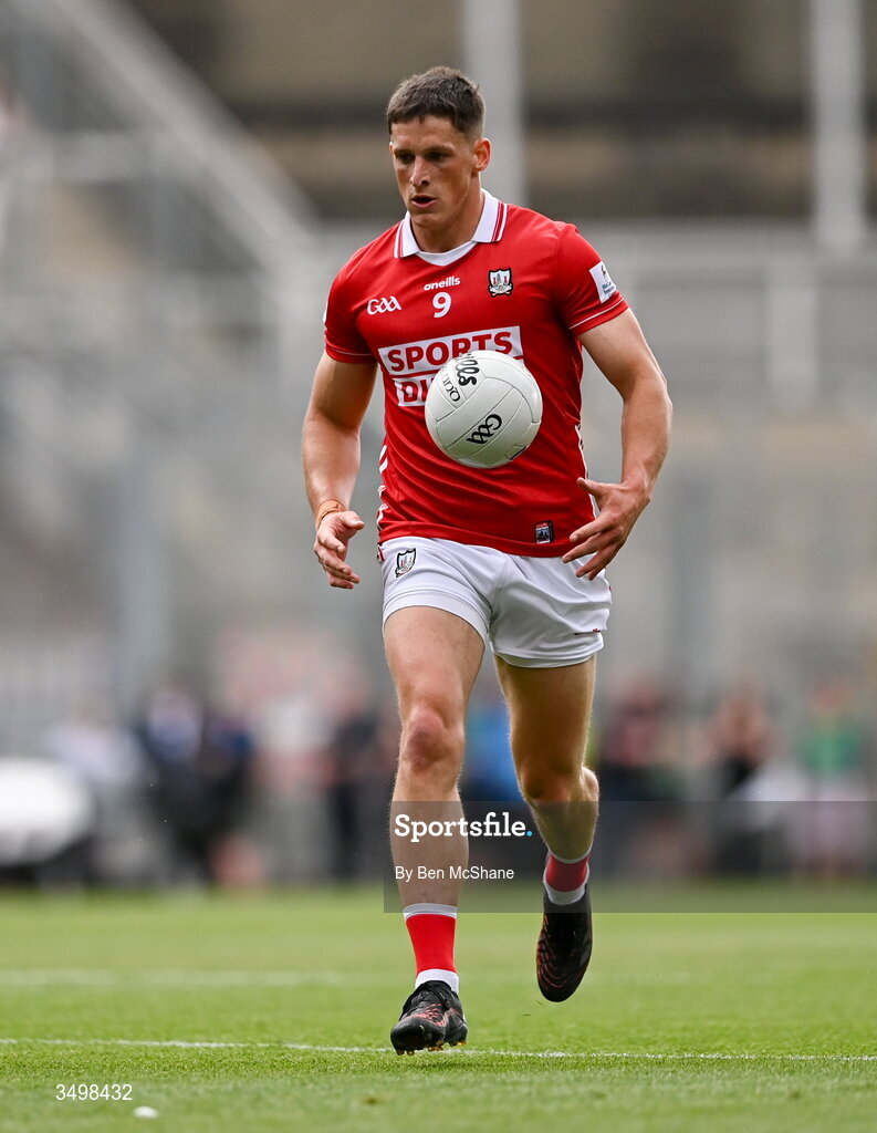 27 June 2026; Colm O'Callaghan of Cork during the GAA Football All-Ireland Senior Championship quarter-final match between Cork and Mayo at Croke Park in Dublin. Photo by Ben McShane/Sportsfile